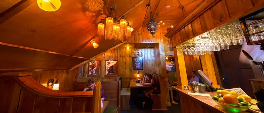 The small wood-paneled Broom Closet Bar at McMenamins Old St. Francis School in Bend