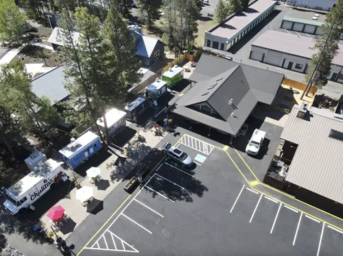 Aerial view of Century Commons Taps & Trucks in the Sunriver Business Park