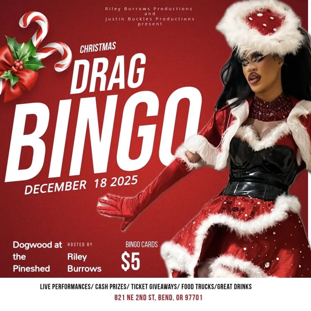 Christmas Drag Bingo poster from Dogwood at the Pine Shed