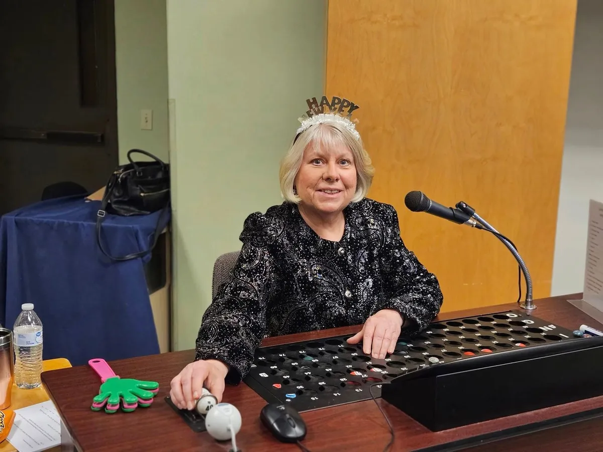 The bingo caller at La Pine Senior Activity Center