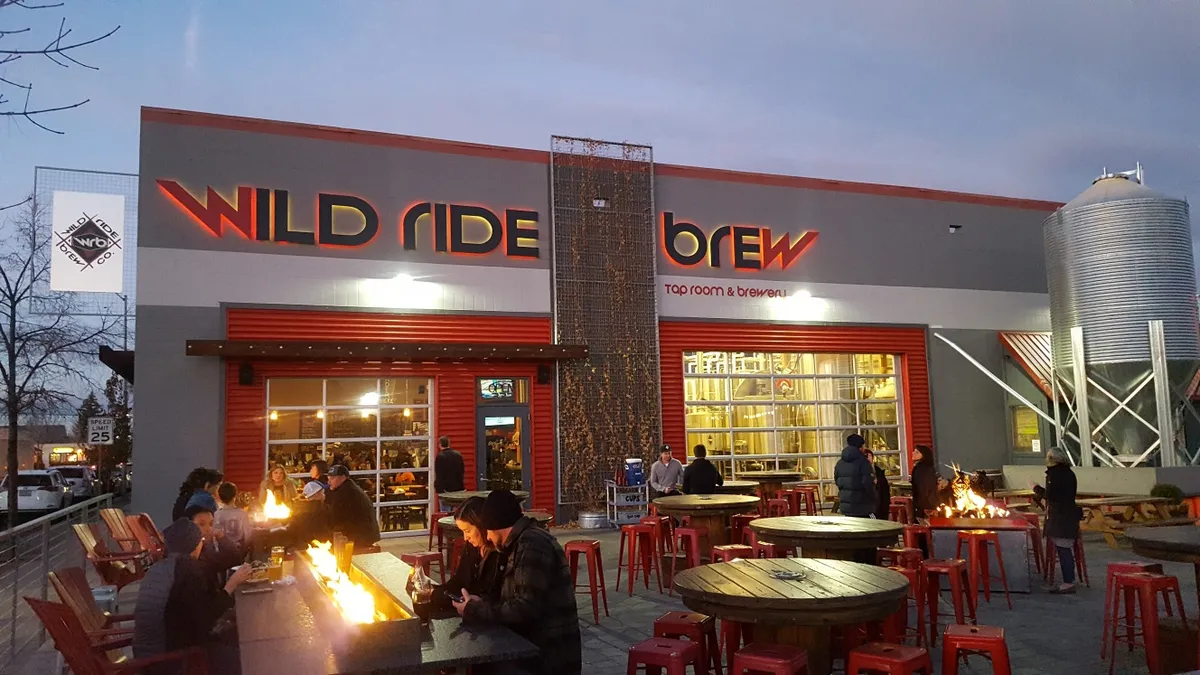 Wild Ride Brewing's taproom with fire pits