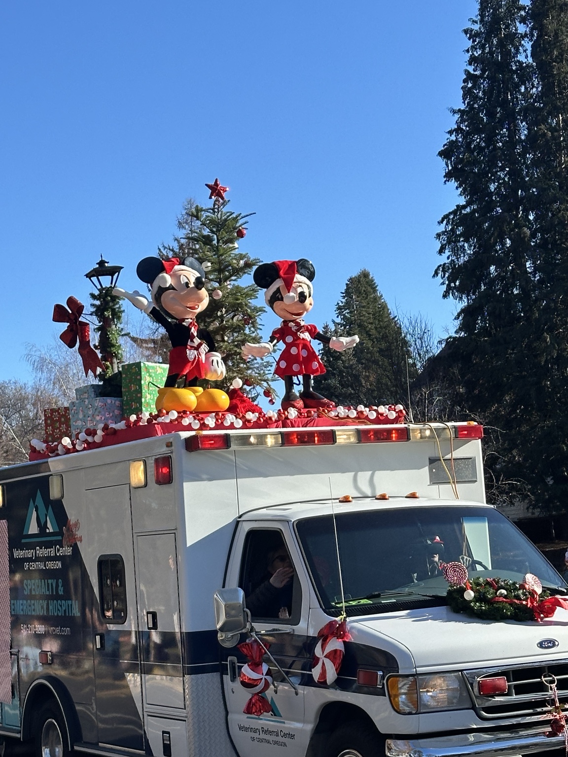 Mickey and Minnie in the Bend Christmas Parade