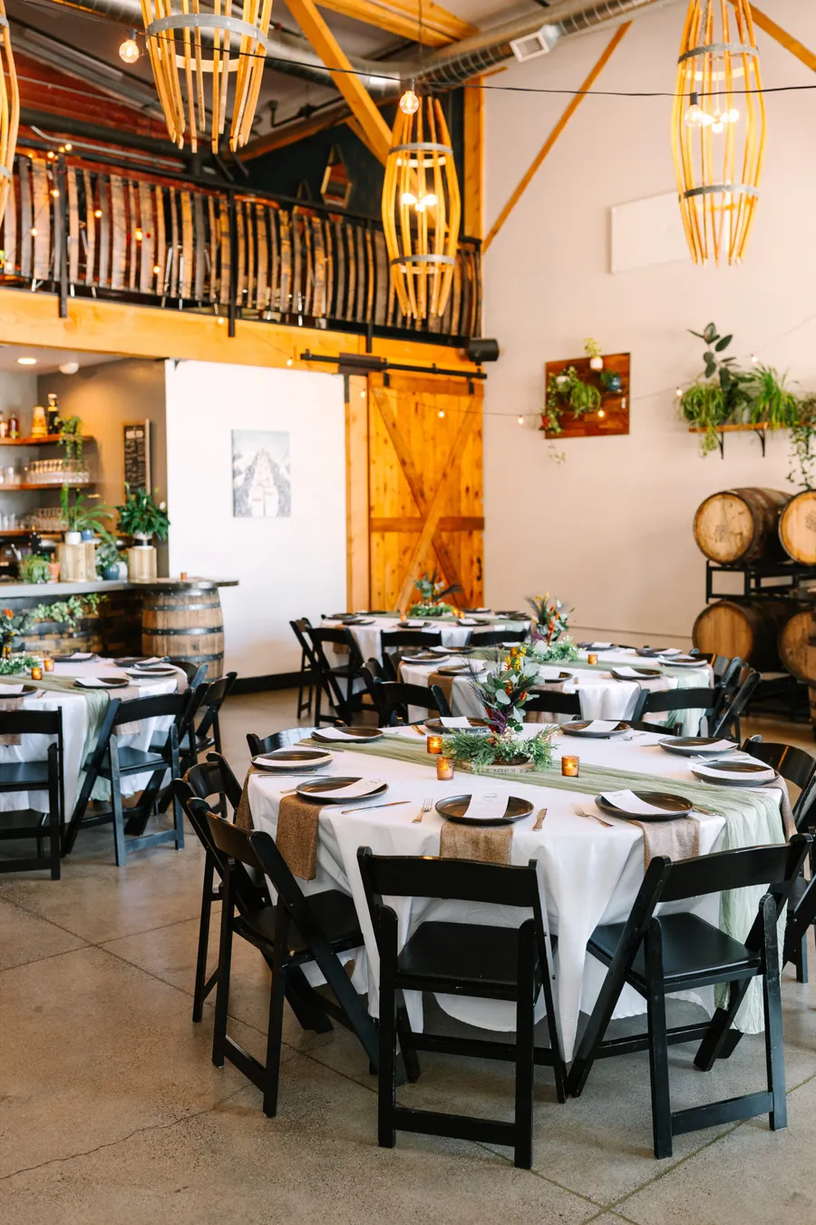 The Barrel Room at UPP Liquids set for a dinner
