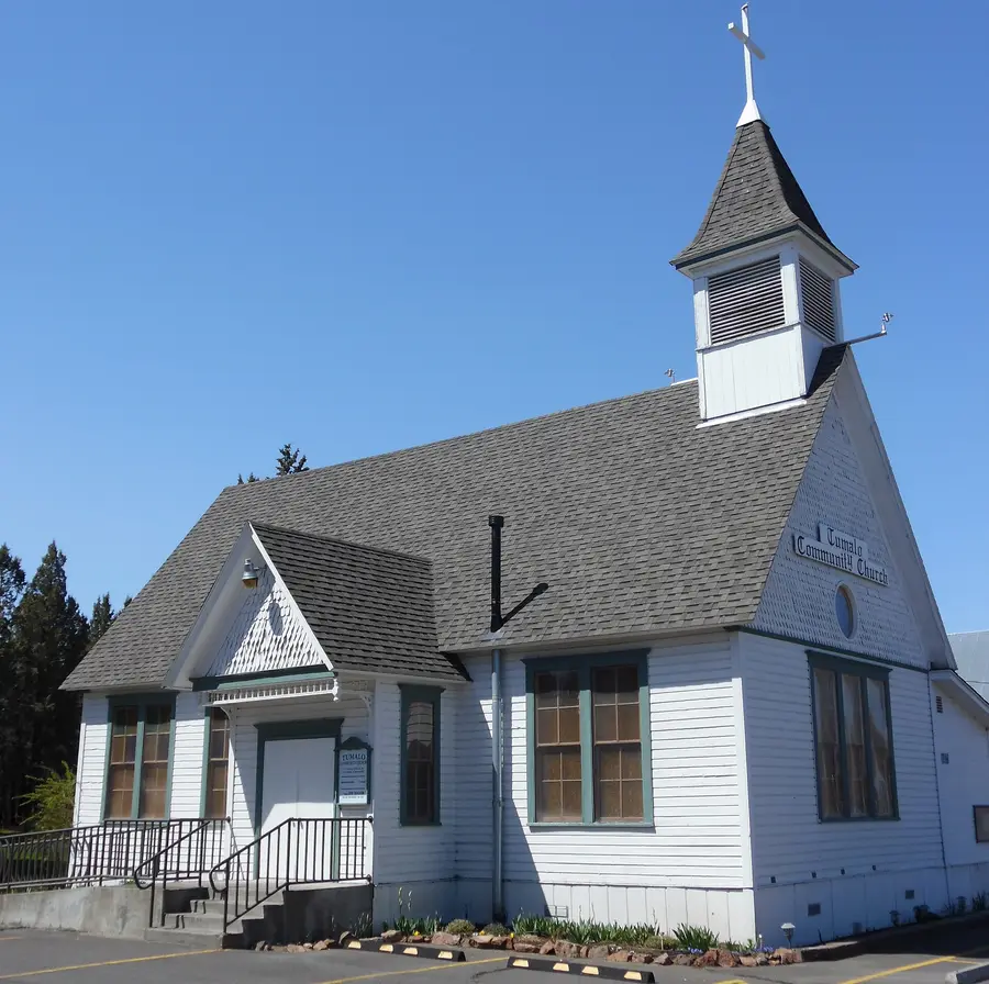 The white wooden church in the farm community of Tumalo