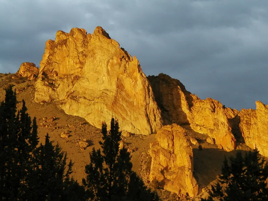 Smith Rock glowing at golden hour