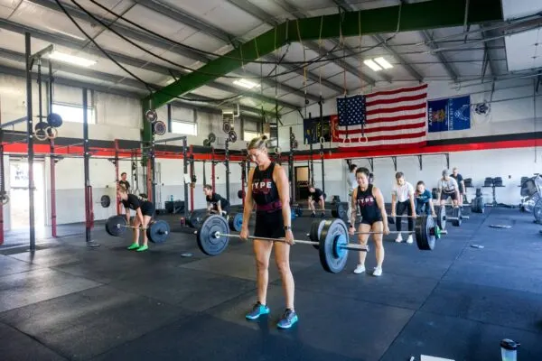 Deadlifts during class at CrossFit Type 44