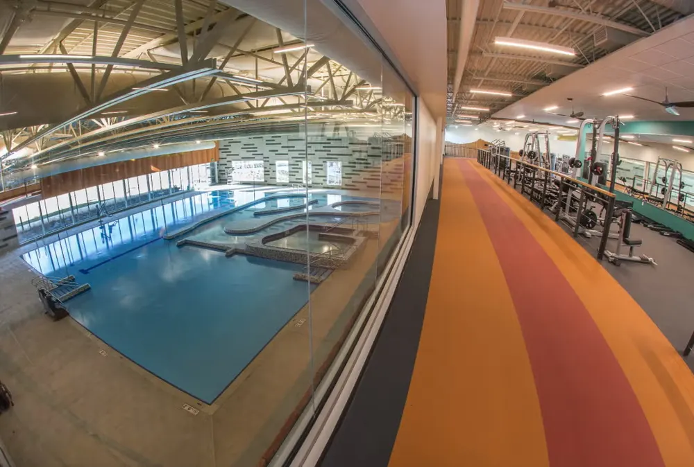 Indoor pool and running track at Larkspur Community Center in Bend