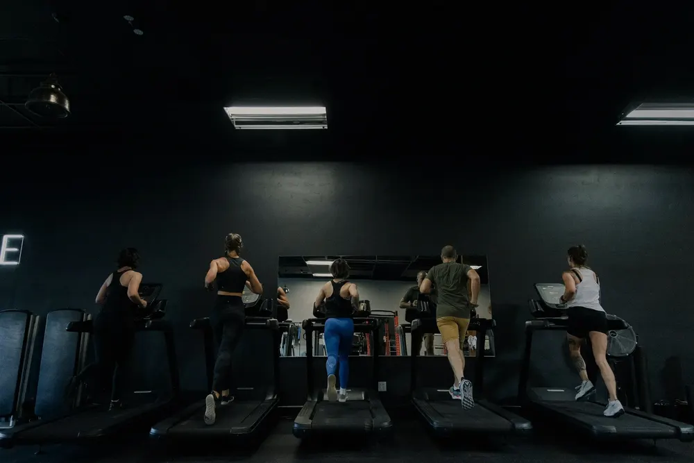 A group class on treadmills at LIFT Fitness Studio