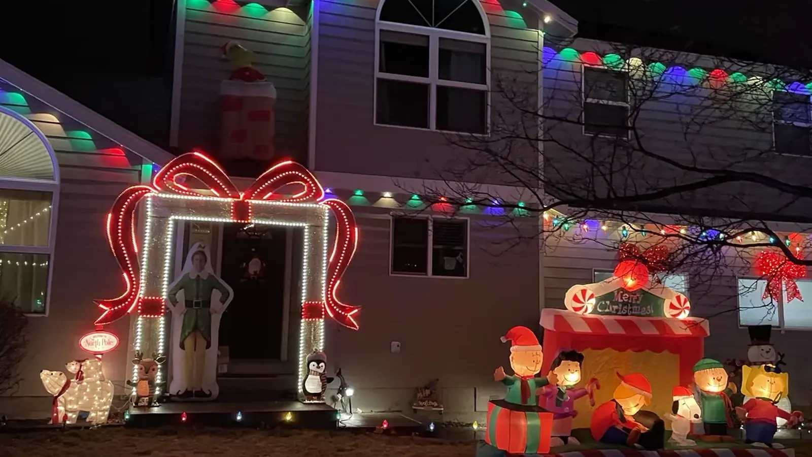 A Bend home covered in Christmas lights
