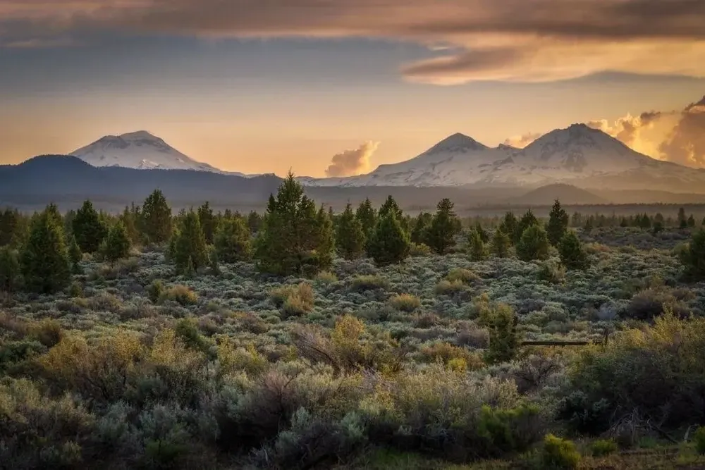 The Three Sisters at sunrise over the high desert