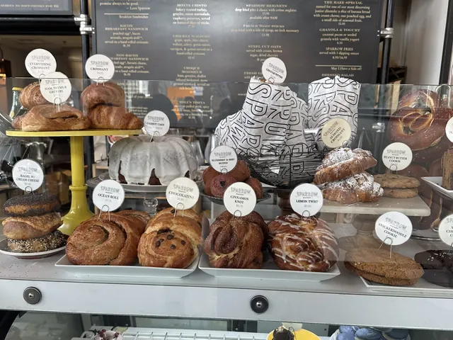 A bakery pastry case