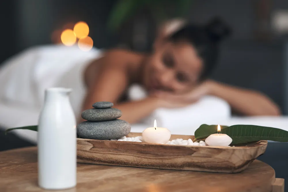 A guest relaxing during a massage at Jinsei Spa