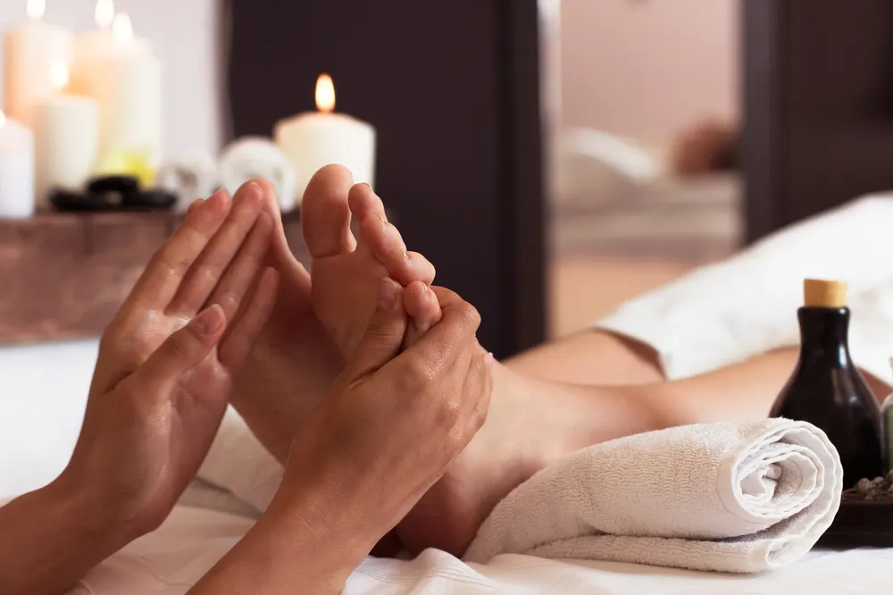 A reflexology foot massage