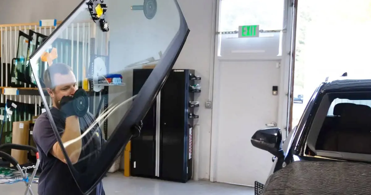 A windshield being installed at Cascade Auto Glass