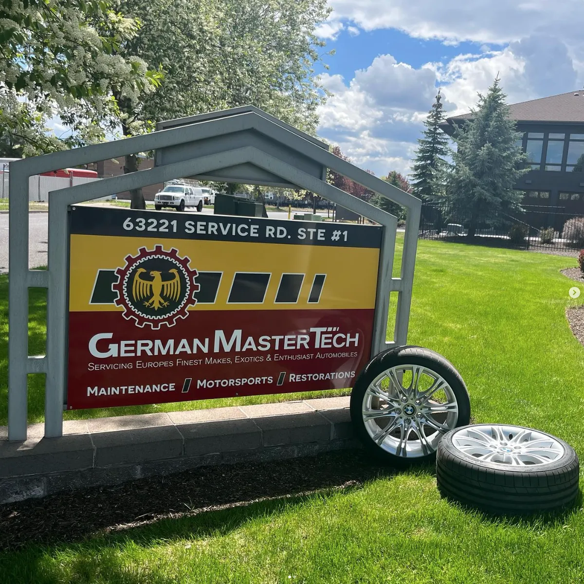 The German Master Tech sign outside the shop in north Bend