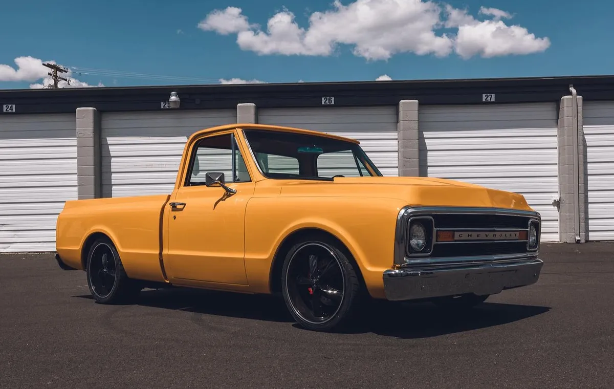 A restored orange Chevy C10 pickup at Retro Rides of Bend