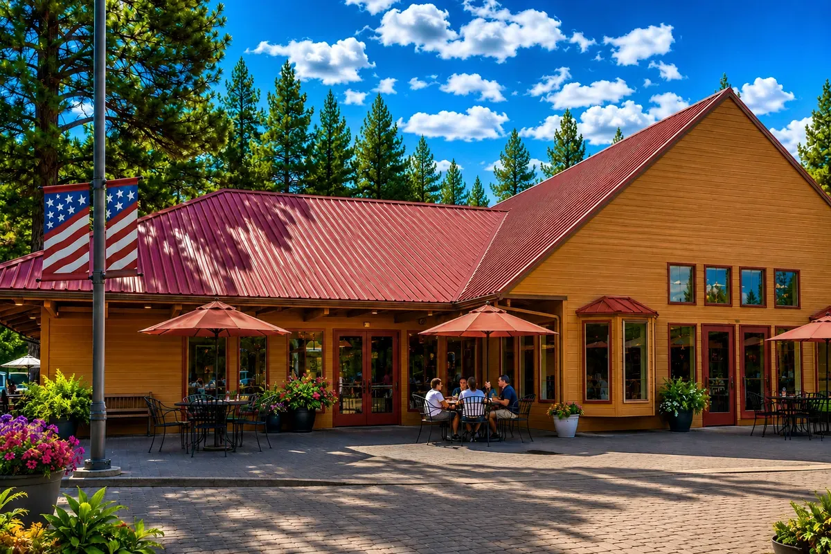 Jimador Bar & Grill’s building and patio in The Village at Sunriver