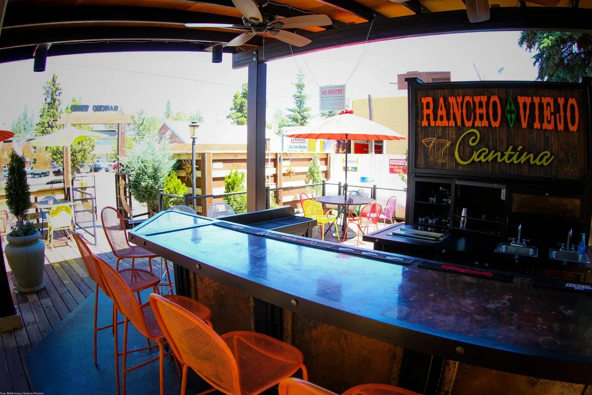 The cantina bar and sign at Rancho Viejo in Sisters
