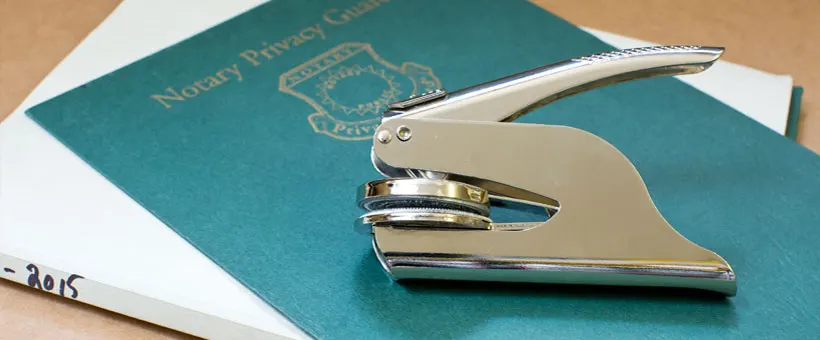 Notary embosser on a notary journal