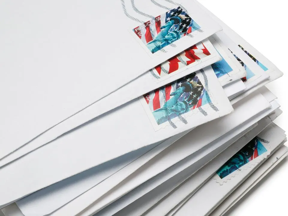 Stack of stamped envelopes