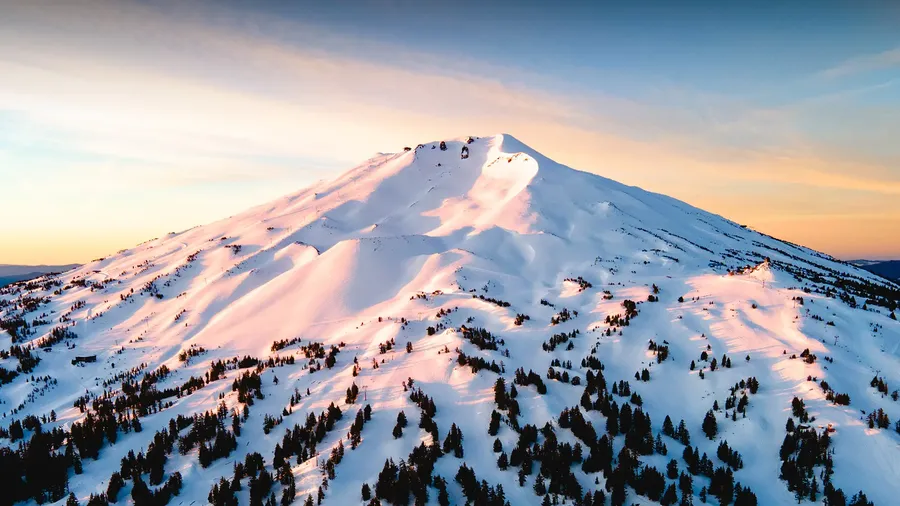Sunrise over a snow-covered Mt. Bachelor