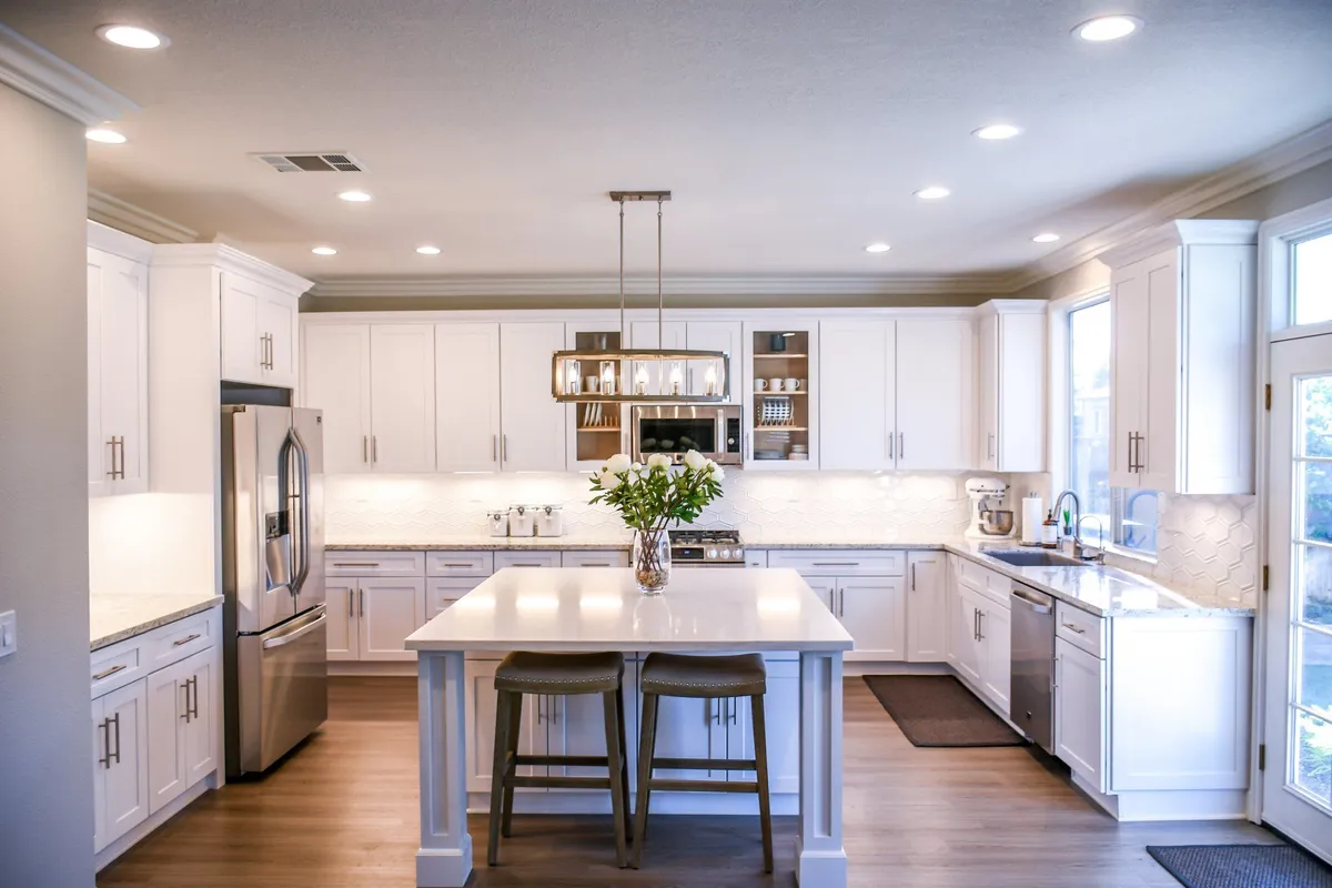 A bright white kitchen in a rental home managed by High Country Property Management