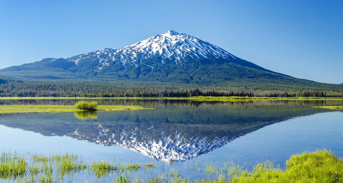 Mt. Bachelor reflected in a lake, from Mt. Bachelor Property Management