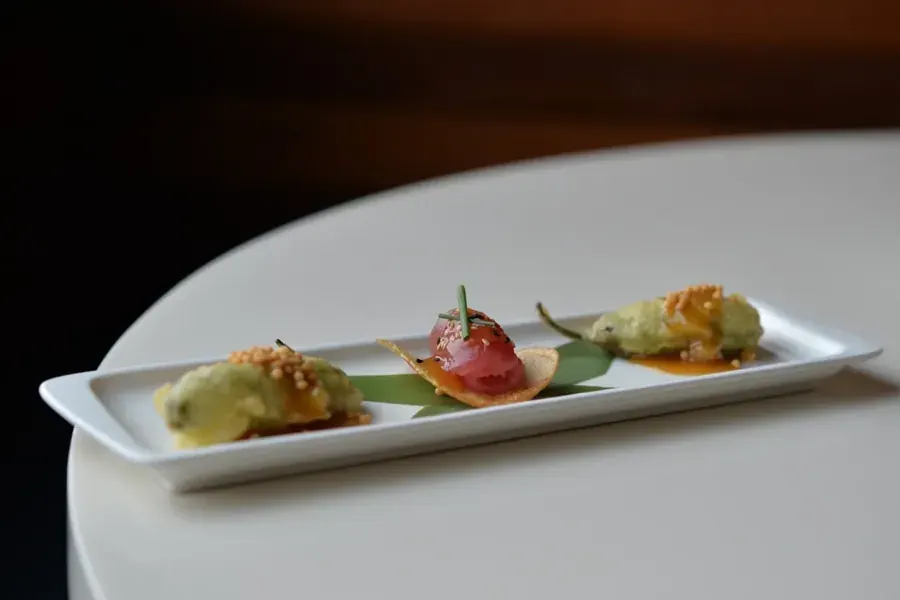 A plate of nigiri at 5 Fusion & Sushi Bar in downtown Bend