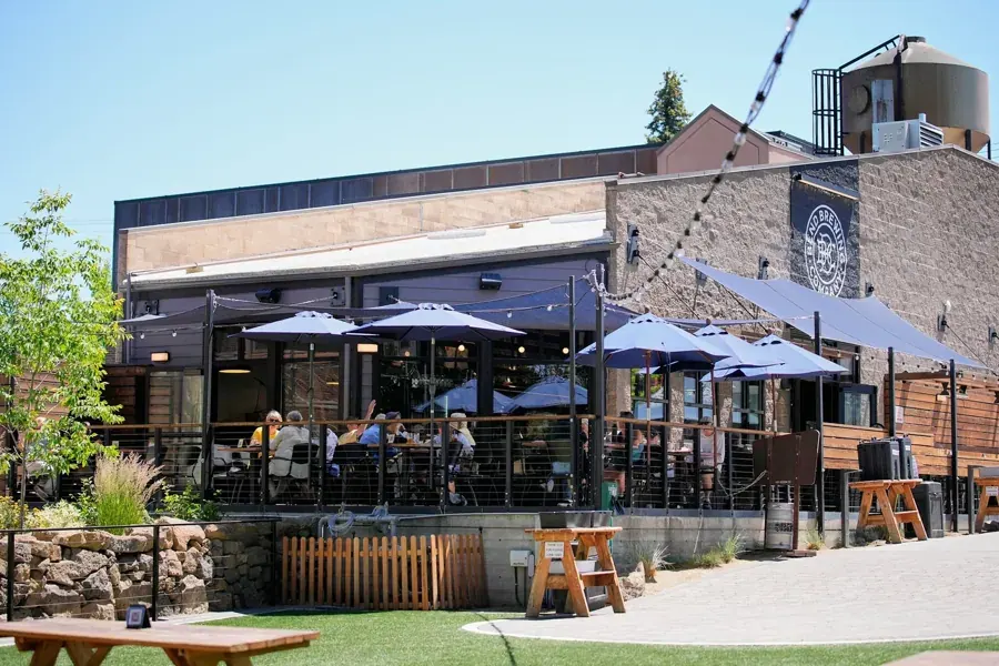The patio and lawn at Bend Brewing Co. in downtown Bend