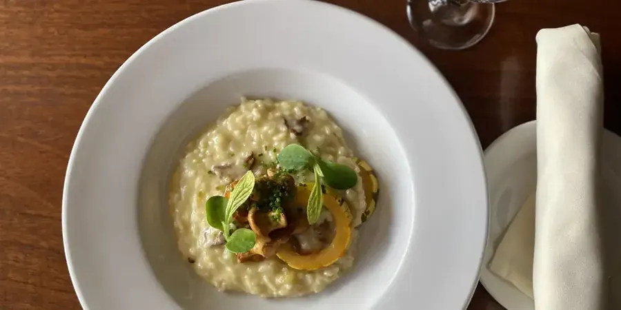 A bowl of risotto at Salute Italian restaurant in downtown Bend