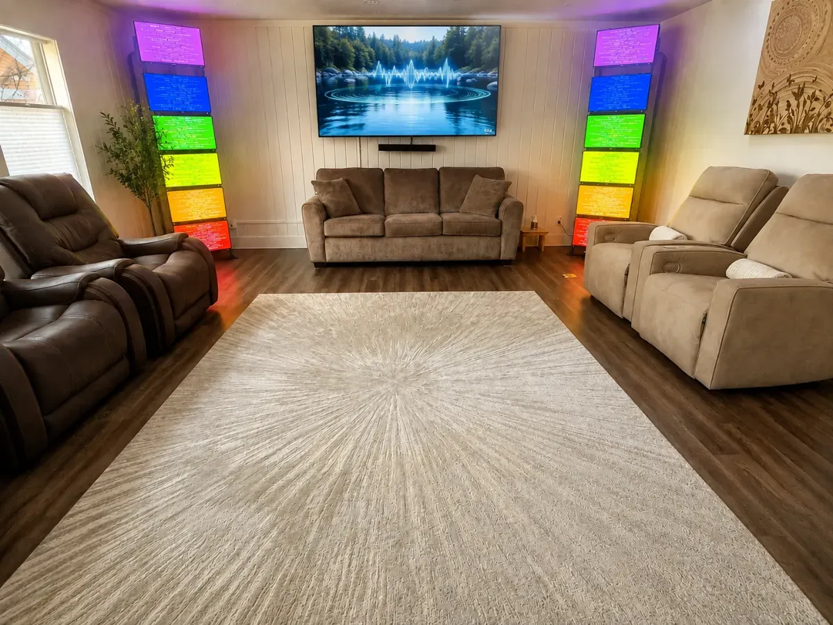 A lounge room with infrared panels at Epic Energy Centers