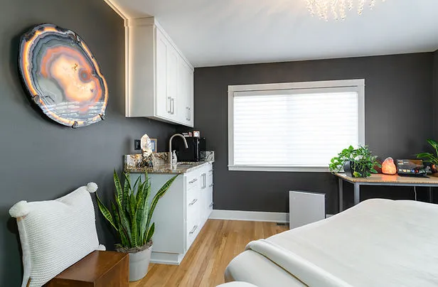 A calm treatment room at Evoke Healing Space