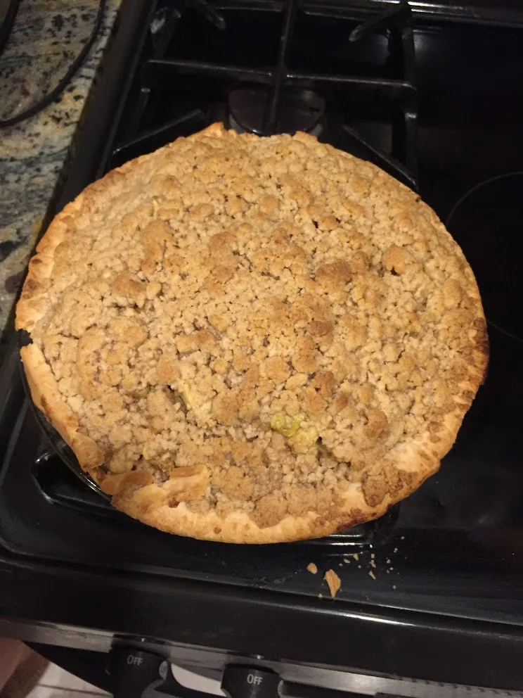 A homemade apple crumble pie